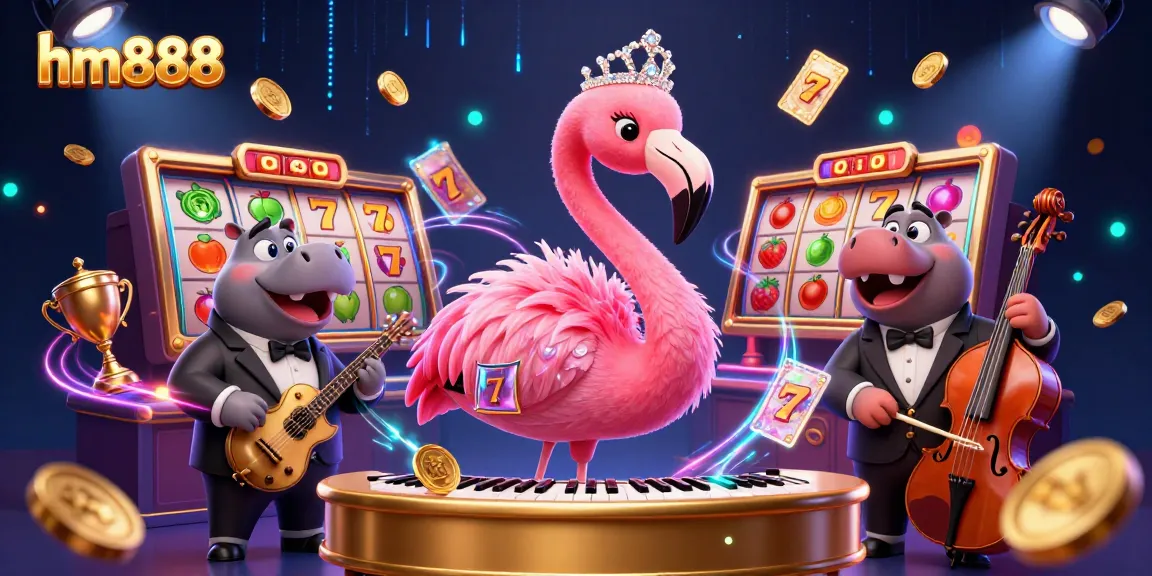 Experience exciting gameplay at hm888 with vibrant slot reels, showcasing dynamic casino elements and colorful characters.