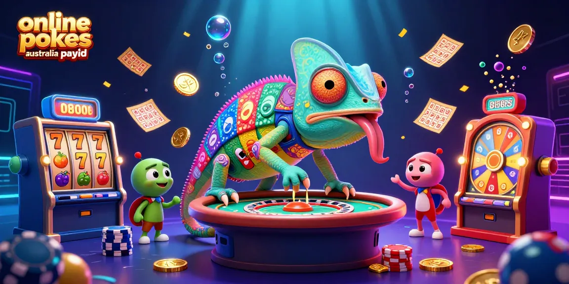 Experience online pokies Australia PayID with a colorful, dynamic casino scene filled with energetic gaming elements.