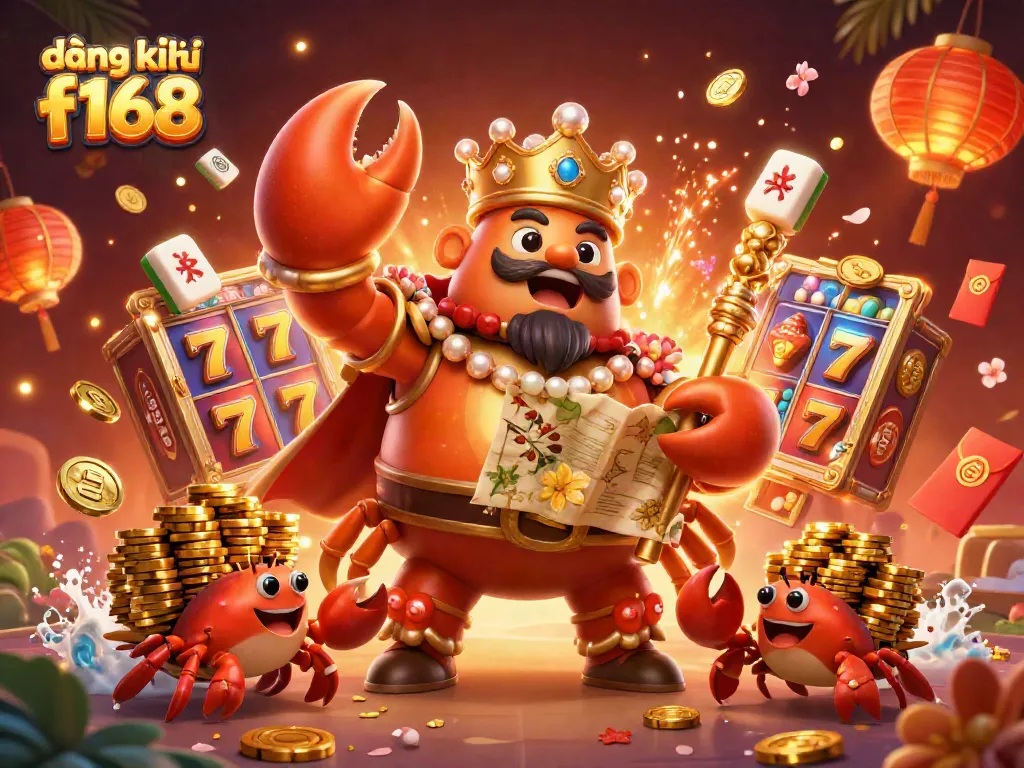 Engage with the đăng ký f168 process in a vibrant casino scene featuring golden crab emperor and rich gaming elements.