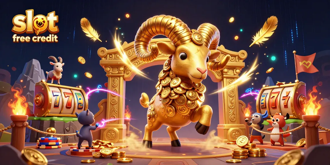 Experience excitement with slot free credit through a colorful 3D casino showdown illustration.