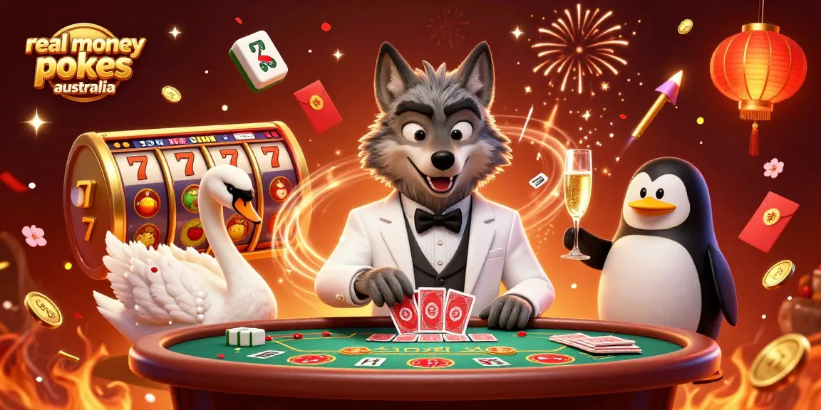 Experience thrilling real money pokies australia with vibrant 3D characters, celebrating at a baccarat table.