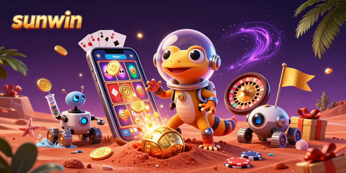 sunwin gamers enjoy thrilling slots and casino games in captivating 3D Martian scene