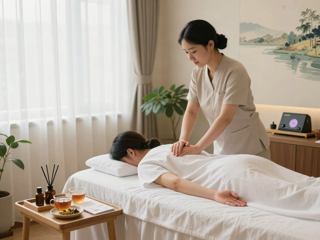 Relaxing 양주출장안마 massage therapy scene highlighting tranquil wellness and serene environment.