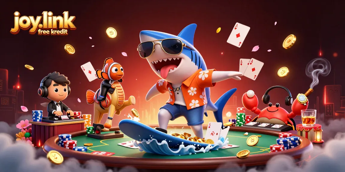 Surf thrilling games with joy.link free kredit in a vibrant casino scene full of characters.