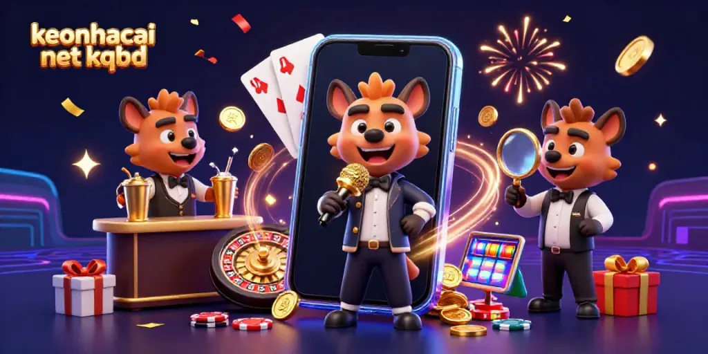Experience the thrill of gambling at keonhacai net kqbd with vibrant casino elements and lively characters.