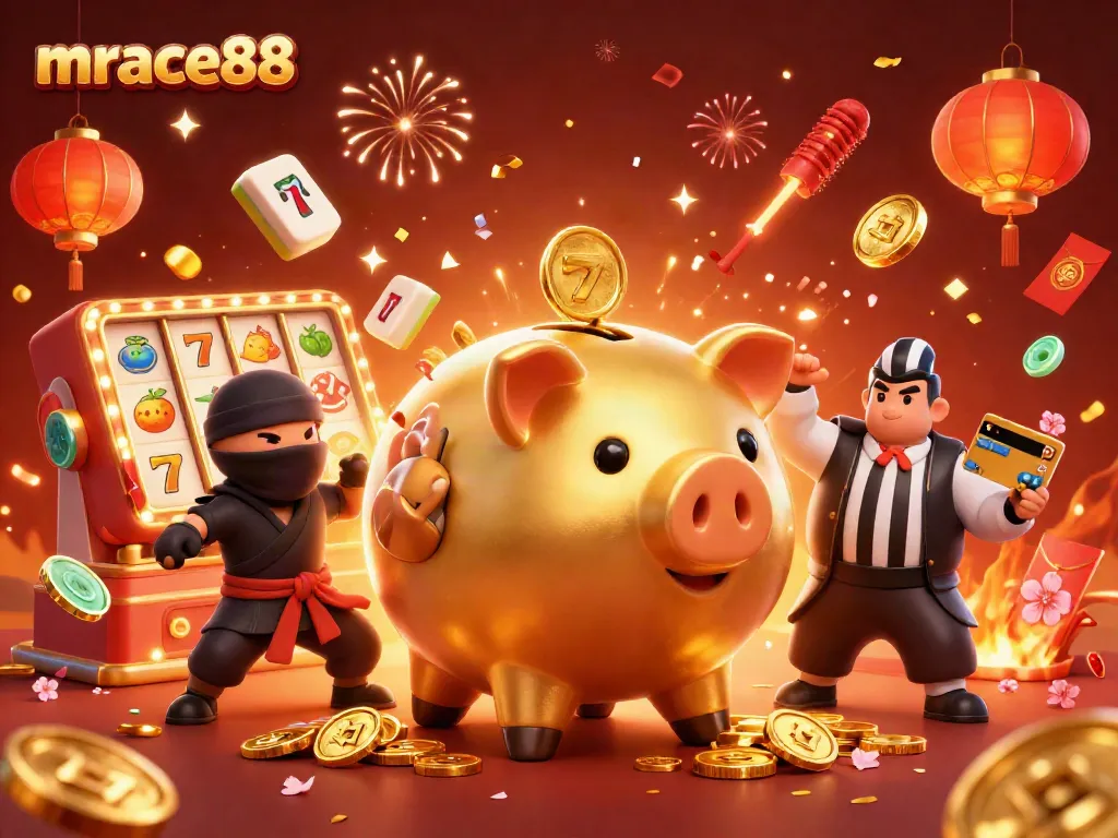 Experience thrilling gameplay at mrace88 with colorful slot reels and festive elements, perfect for casino enthusiasts.