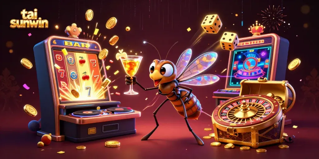 Engage with the lively tai sunwin casino scene featuring vibrant games and characters in action.