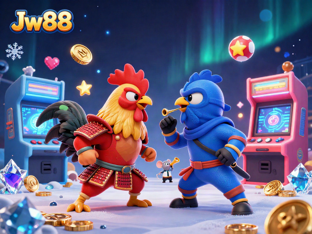 Experience thrilling action with Jw88's fighter roosters in an epic gambling showdown.